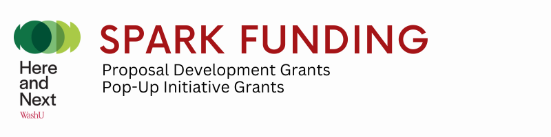 A simple header image that states: Spark Funding: Proposal Development. To the left is the Here & Next Logo. 