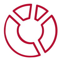 Circle graph icon in red