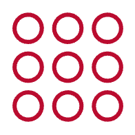 9 circle matrix icon in red