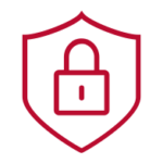 Shield and lock icon in red