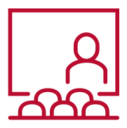 Person at whiteboard in a classroom icon