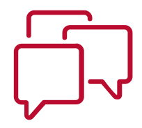 Three overlapping conversation bubbles