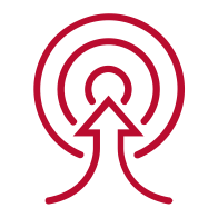 Arrow pointing upwards toward the center of a target icon