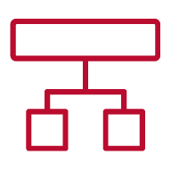 Long rectangle connected to two smaller boxes beneath